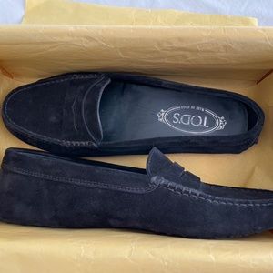 Tod's Gommino Driving loafers black suede leather women's EU 39.5 US: 9.5
